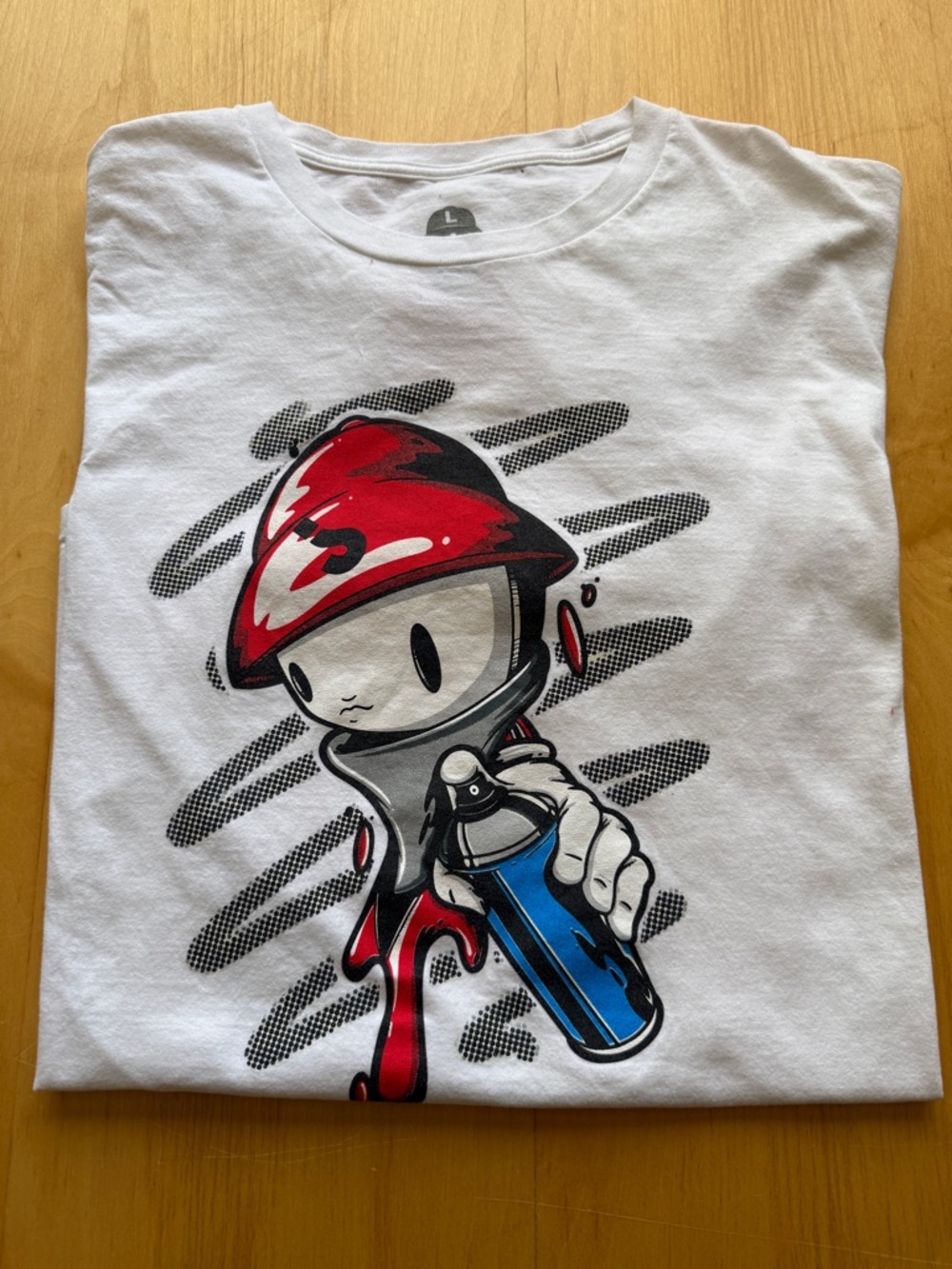 Jabbawockeez Mihobu Graphic Tee Mens Large White Streetwear Spray Paint Shirt